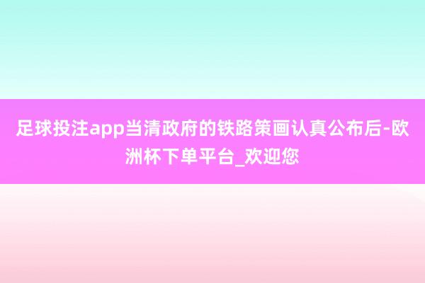 足球投注app当清政府的铁路策画认真公布后-欧洲杯下单平台_欢迎您