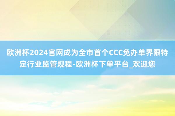 欧洲杯2024官网成为全市首个CCC免办单界限特定行业监管规程-欧洲杯下单平台_欢迎您