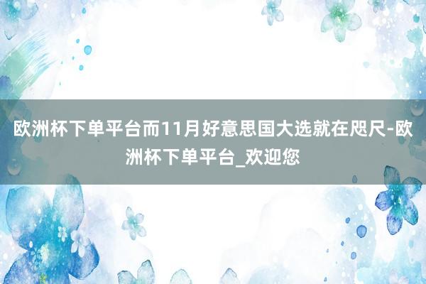 欧洲杯下单平台而11月好意思国大选就在咫尺-欧洲杯下单平台_欢迎您