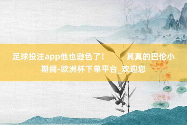 足球投注app他也逊色了！        其真的巴伦小期间-欧洲杯下单平台_欢迎您