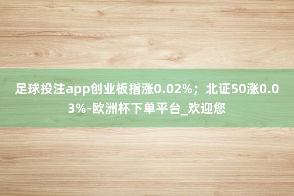 足球投注app创业板指涨0.02%；北证50涨0.03%-欧洲杯下单平台_欢迎您