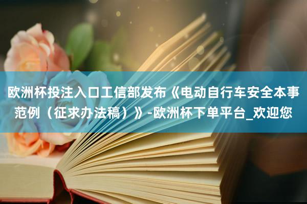 欧洲杯投注入口工信部发布《电动自行车安全本事范例（征求办法稿）》-欧洲杯下单平台_欢迎您